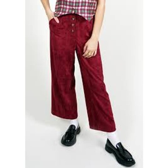 NWT Saint Geraldine Dark Red Cropped Pant size SMALL - Picture 2 of 7